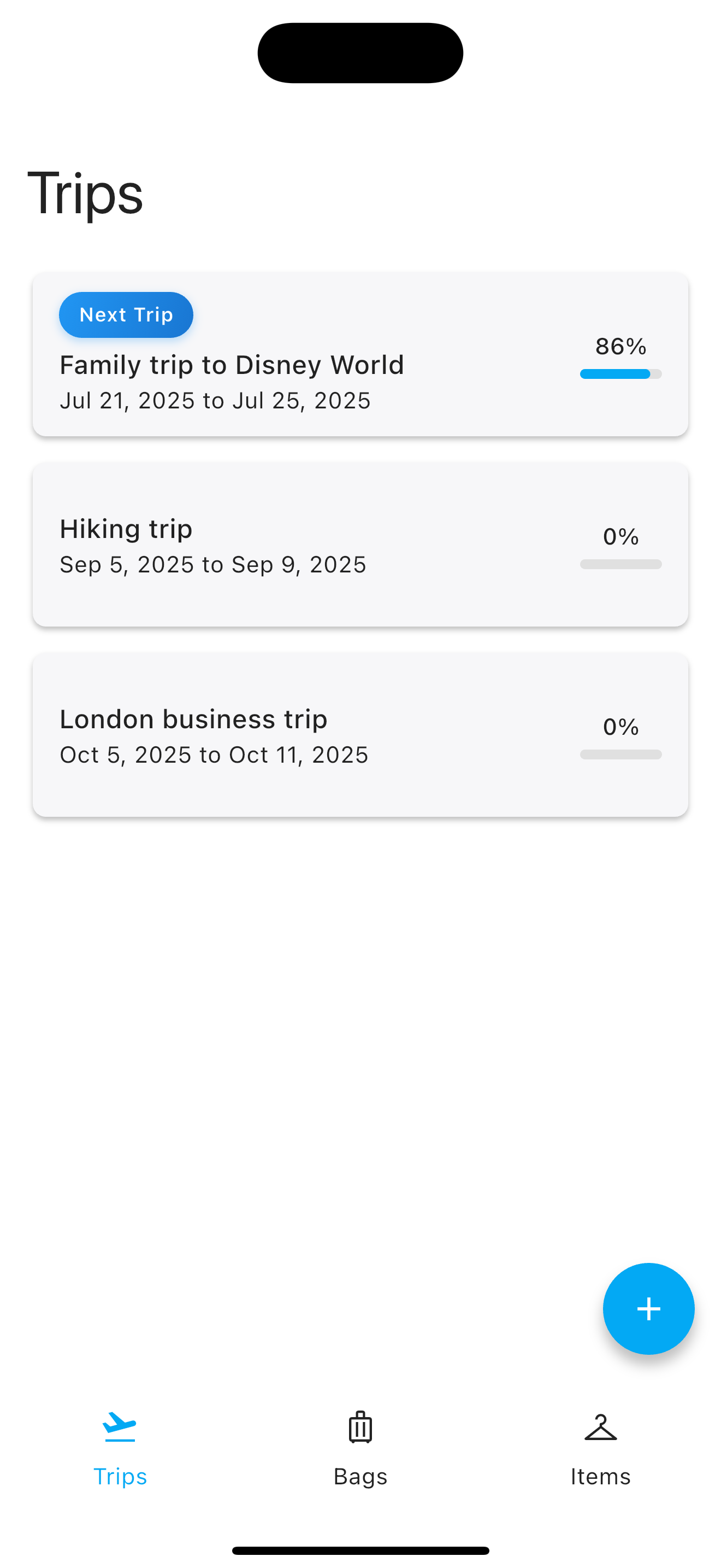 App Screenshot Trips